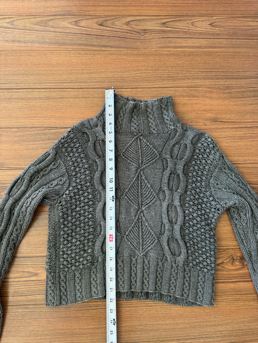Y2K Ralph Lauren Grey Cable Knit Turtleneck Sweater - Picture 5 of 6